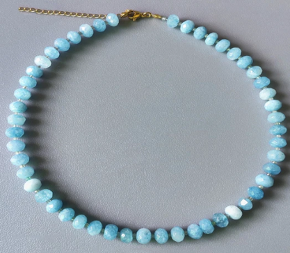 Aquamarine Natural Gemstone Beaded Necklace